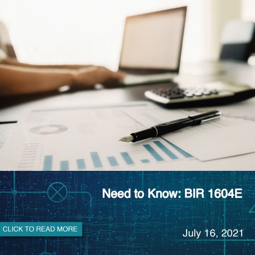 Need to know: BIR 1604E